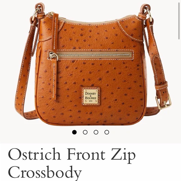Dooney & Bourke Brown Ostrich Crossbody Bag - Picture 3 of 11